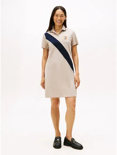 Tommy Hilfiger Banner Stripe Polo Dress In Gray