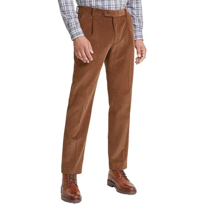Tommy Hilfiger Barr Mens Pleated Corduroy Dress Pants In Dark Camel