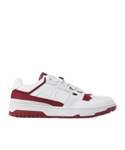 Tommy Hilfiger Basket Street Leather Sneakers In 白色