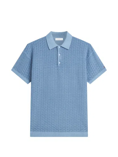 Tommy Hilfiger Basket-weave Polo Shirt In Blue