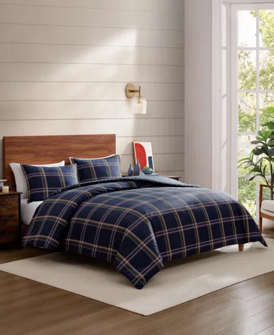 Tommy Hilfiger Beacon Plaid Cotton 3-piece Comforter Set, Full/queen In Blue