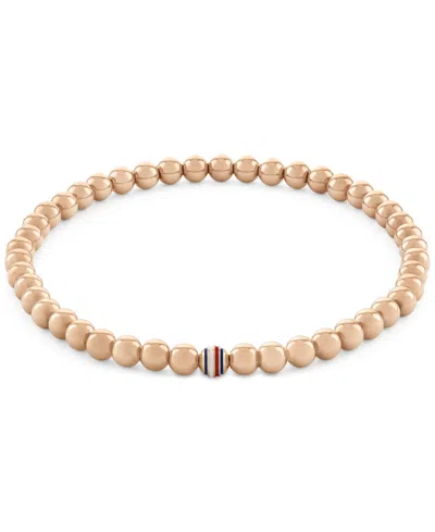 Tommy Hilfiger Beaded Stainless Steel Stretch Bracelet In Carnation