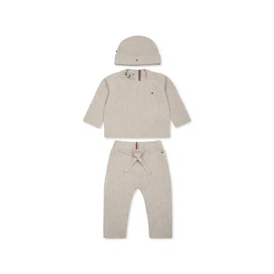 Tommy Hilfiger Beige Birth Set For Babykids With Flag In Gray