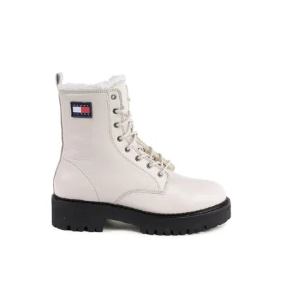 Tommy Hilfiger Beige Leather Ankle Boots In White