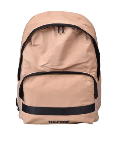 Tommy Hilfiger Beige Nylon Backpack With Sustainable Design And Functional Features In Neutral