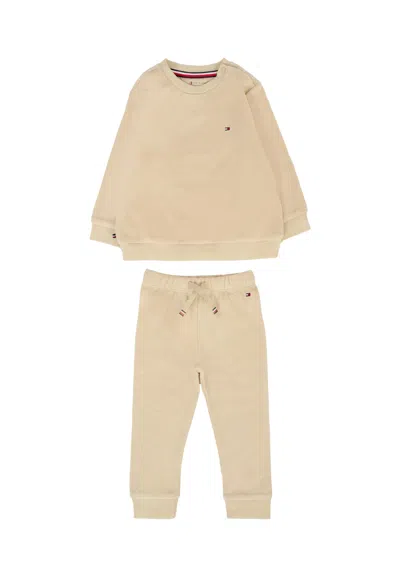 Tommy Hilfiger Beige Suit For Babykids With Flag In Gold