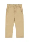 Tommy Hilfiger Beige Trousers For Baby Boy With Flag In Neutral