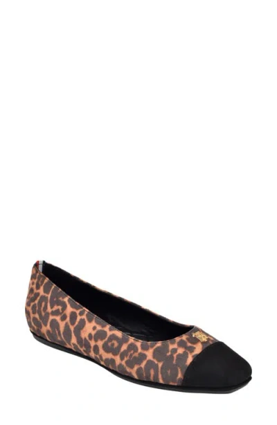 Tommy Hilfiger Bekim Faux Leather Flat In Tan Multi/leopard