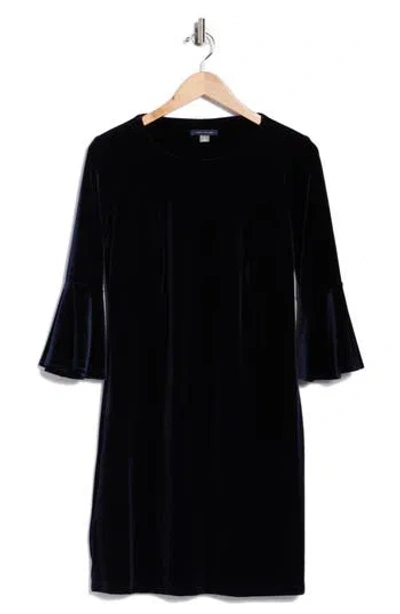 Tommy Hilfiger Bell Sleeve Velvet Dress In Black