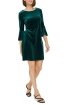 Tommy Hilfiger Bell Sleeve Velvet Dress In Green