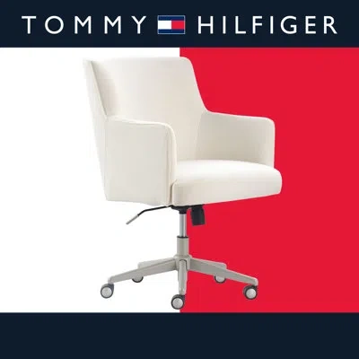 Tommy Hilfiger Belmont Home Office Chair With Stainless Steel Base And Smooth Rolling Casters In Ivory