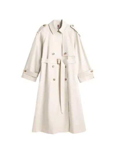 Tommy Hilfiger Belted Button-fastening Coat In Neutral