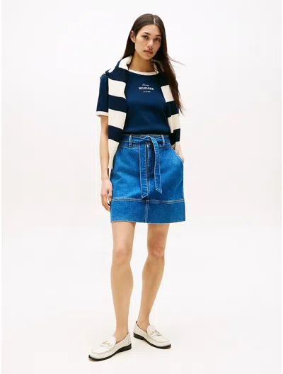 Tommy Hilfiger Belted Denim Mini Skirt