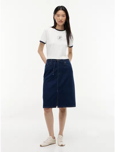 Tommy Hilfiger Belted Denim Skirt In Blue