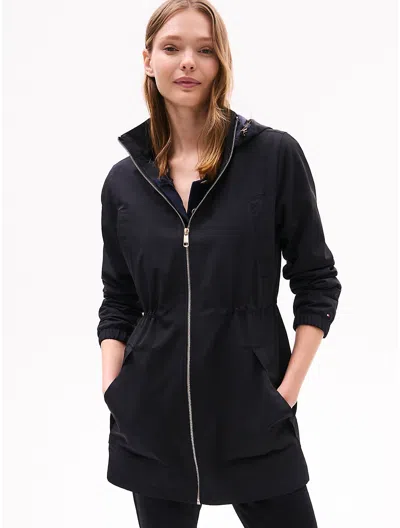 Tommy Hilfiger Belted Hooded Jacket In Black