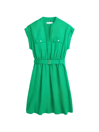 Tommy Hilfiger Belted Midi Dress In Green