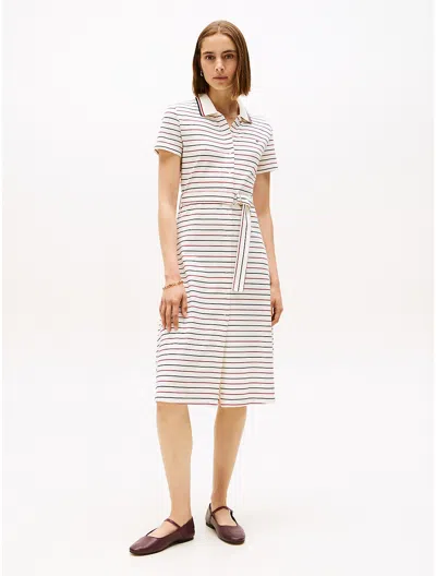Tommy Hilfiger Belted Stretch Pique Polo Midi Dress