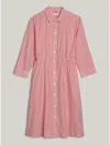 Tommy Hilfiger Belted Stripe Midi Shirtdress In Ithaka Stripe/fierce Red