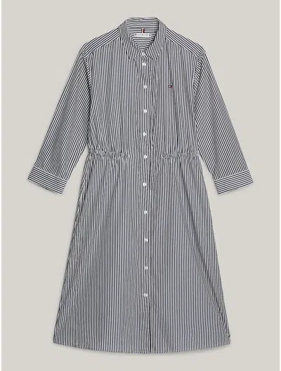 Tommy Hilfiger Belted Stripe Midi Shirtdress In Ithaka Stripe/navy