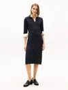 Tommy Hilfiger Belted Sweater Polo Dress In Blue
