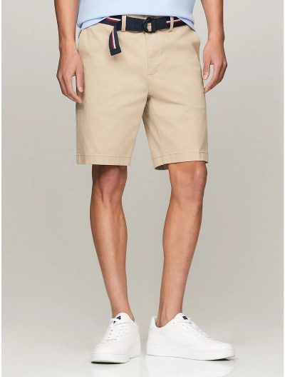 Tommy Hilfiger Men's Belted Twill 9" Club Short In Khaki Sand