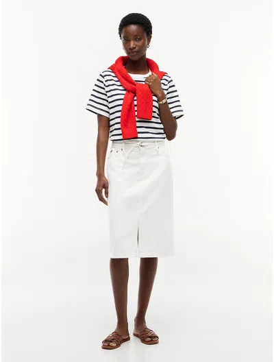 Tommy Hilfiger Belted White Denim Skirt