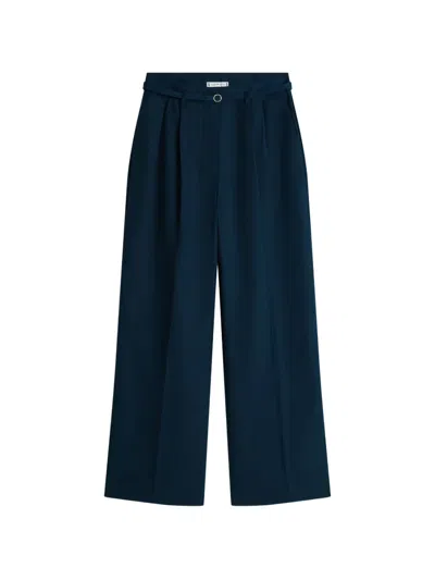 Tommy Hilfiger Belted Wide Leg Trousers In Blue