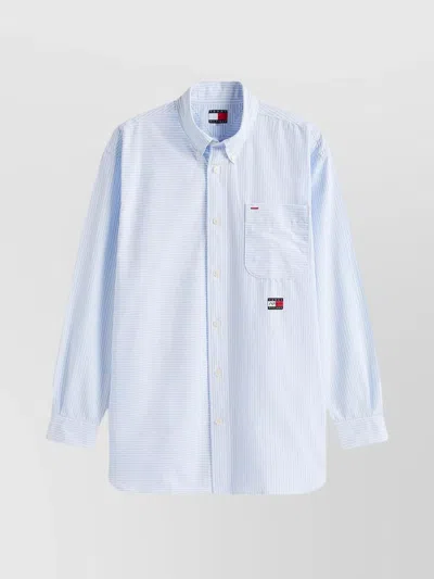 TOMMY HILFIGER BENGAL STRIPED BUTTON-DOWN COLLAR SHIRT WITH FRONT POCKET
