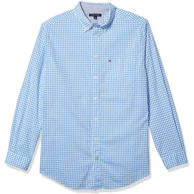 Tommy Hilfiger Big & Tall Mens Checkered Cotton Button-down Shirt In Blue