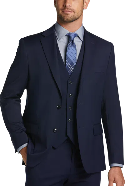 Tommy Hilfiger Modern Fit Sharkskin Premium Wool Blend Men's Suit In Blue