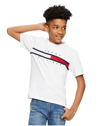 Tommy Hilfiger Kids' Big Boy Tommy New Signature Tee In White