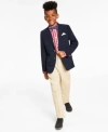 Tommy Hilfiger Big Boys Modern-fit Alexander Bi-stretch Blazer In Blue