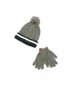 Tommy Hilfiger Big Boys Cable Hat And Gloves Set In Medium Grey Heathe