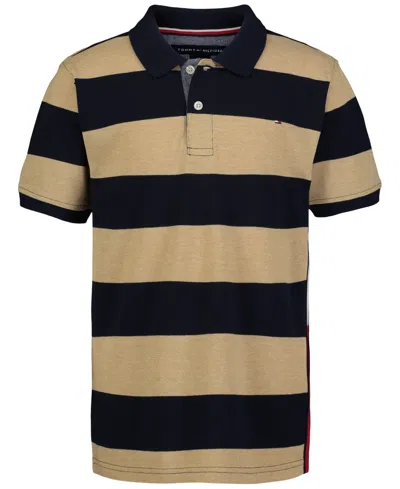 Tommy Hilfiger Kids' Big Boys Colorblocked Stripe Polo Shirt In Black
