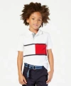 Tommy Hilfiger Big Boys Colorblocking Tommy Flag Polo In White