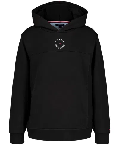 Tommy Hilfiger Kids' Big Boys Essential Logo Embroidered Fleece Hoodie In Tommy Black