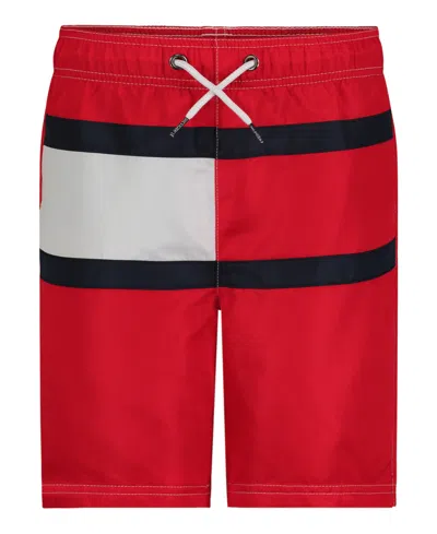 Tommy Hilfiger Kids' Big Boys Flag Swim Trunk In Tommy Red