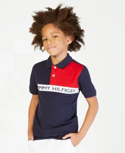 TOMMY HILFIGER BIG BOYS FRONT LOGO COLORBLOCKED POLO
