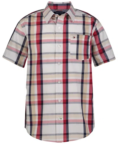 Tommy Hilfiger Kids' Big Boys Global Plaid Button-down Shirt In Multi