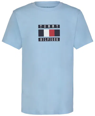 Tommy Hilfiger Kids' Big Boys Global Stripe Block Logo Graphic T-shirt In Blue