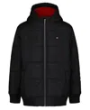 Tommy Hilfiger Big Boys Hilfiger Logo Zip Front Bomber Jacket In Black