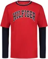 Tommy Hilfiger Big Boys Hilfiger Motif Long Sleeve Tee In Tommy Red