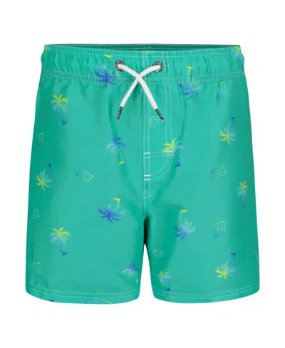 Tommy Hilfiger Kids' Big Boys Palm Swim Trunk In Aqua Green