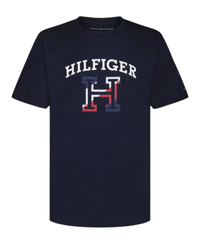 Tommy Hilfiger Kids' Big Boys S-xl Hilfiger H Short Sleeve T-shirt In Blue