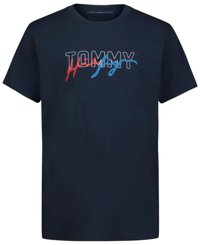 Tommy Hilfiger Kids' Big Boys Signature Tangle Short Sleeve T-shirt In Navy Blazer