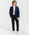 Tommy Hilfiger Big Boys Stretch Sharkskin Shawl Collar Sportscoat Oxford Shirt Dress Pants In Blue