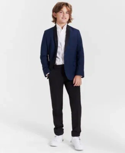 Tommy Hilfiger Kids' Big Boys Stretch Sharkskin Shawl Collar Sportscoat Oxford Shirt Dress Pants In Blue