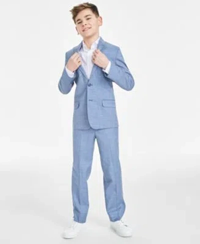 Tommy Hilfiger Kids' Big Boys Stretch Sharkskin Suit Jacket Oxford Shirt Stretch Sharkskin Pants In White