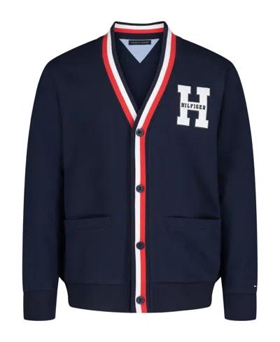 Tommy Hilfiger Kids' Big Boys Tommy Terry Cardigan Sweater In Navy Blazer
