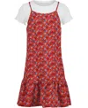 Tommy Hilfiger Big Girls 2-piece Crewneck T-shirt And Ditsy Print Dress Set In Red